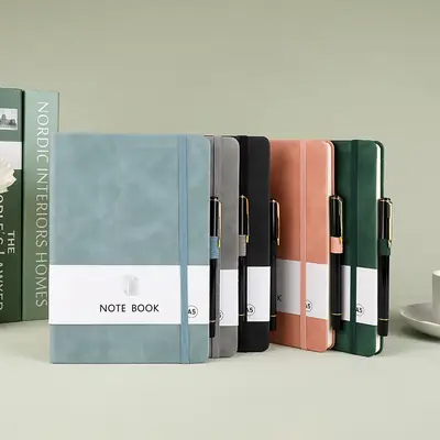 A5 Leather Elastic Strap Notebook Set Multi Color