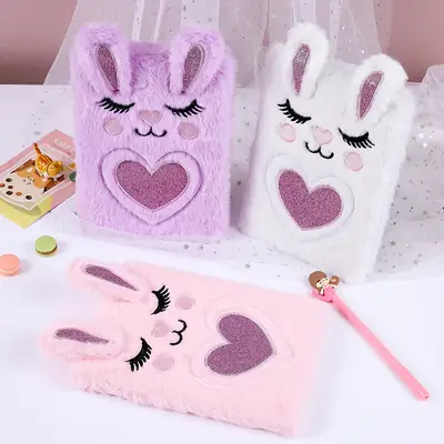 Cute Bunny Plush A5 Notebook for Kids
