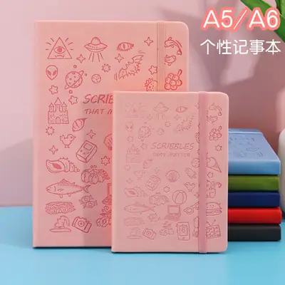 Cute Stamped Soft Leather Notebook A5/A6 Pink