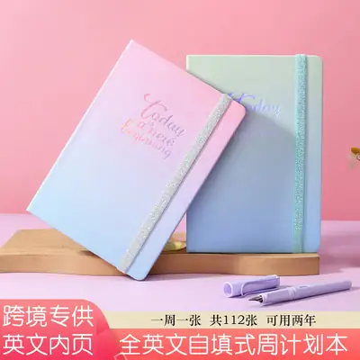 Weekly Planner Notebook Pink Blue Self-Filling English