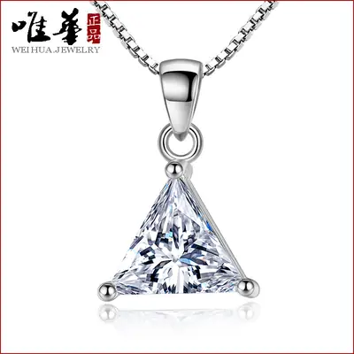 Silver Plated Triangle Necklace Women Korean Style Daily Wear