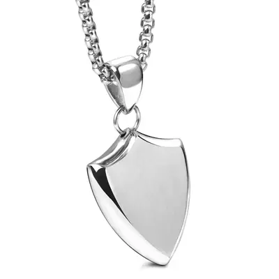 Men Titanium Steel Shield Necklace Laser Logo