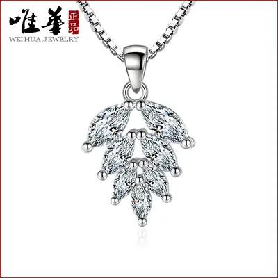 Silver Leaf Pendant Women Korean Style Jewelry