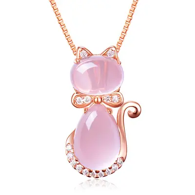 Pink Rose Gold Hibiscus Necklace for Women