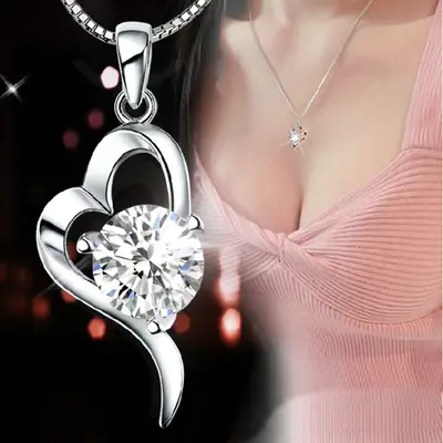 Silver Plated Korean Love Pendant Necklace for Women