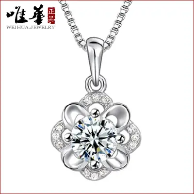Silver Plated Flower Pendant Necklace for Women