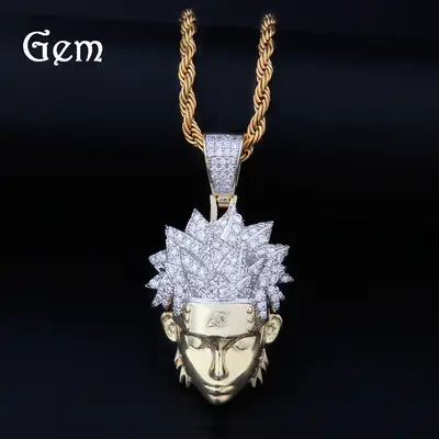 Naruto 3D Zircon Pendant Gold Chain Jewelry