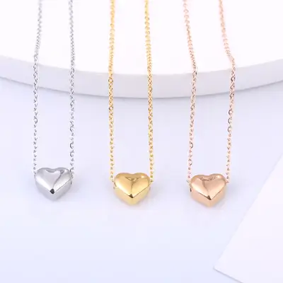 Women Heart Necklace Gold Rose Gold Silver Collarbone Chain