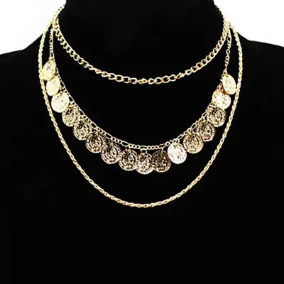 Gold Layered Coin Necklace for Women