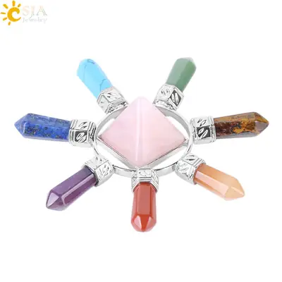 Men Crystal Pyramid Pendant Jewelry Set