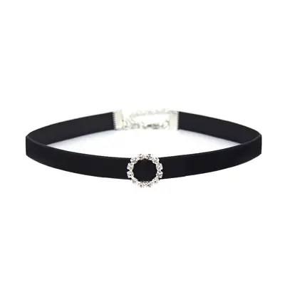 Black Velvet Rhinestone Choker Necklace for Women