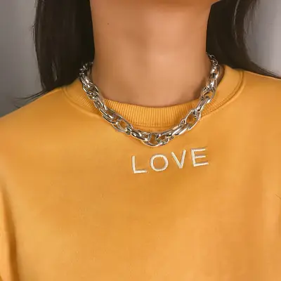 Women Thick Chain Necklace Gold Color Hip Hop Punk Style