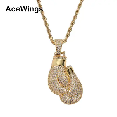 Gold Boxing Gloves Pendant Necklace for Men Women