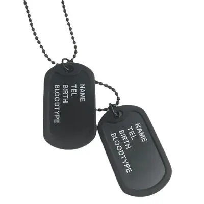 Black Military Dog Tag Necklace for Men
