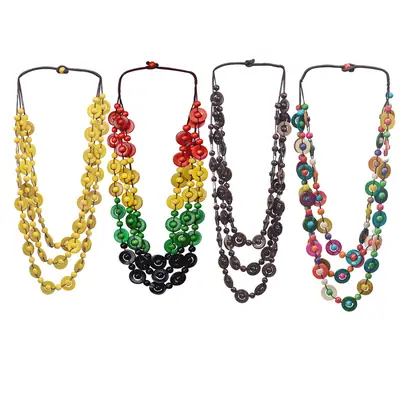 Ethnic Multi-Layer Beaded Coconut Shell Necklaces for Women