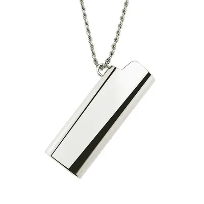 Men Silver Pendant Necklace with Twist Chain