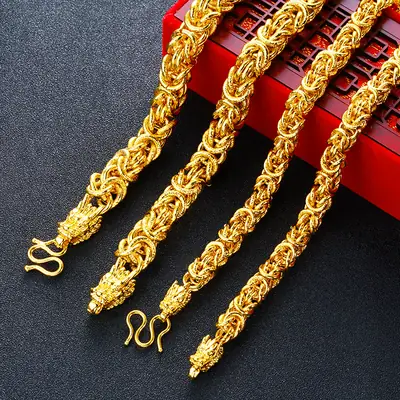 Men Dragon Head Gold Plated Necklace
