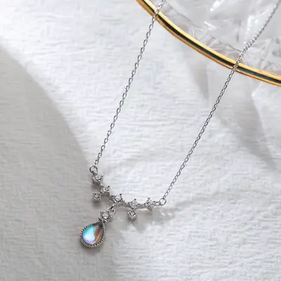 Sterling Silver Moonstone Necklace for Women