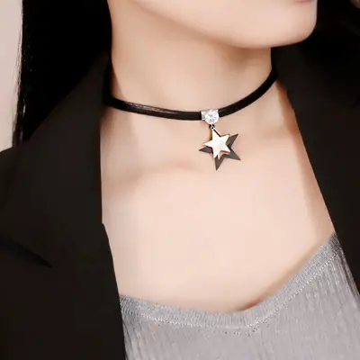 Silver Star Choker Necklace for Women