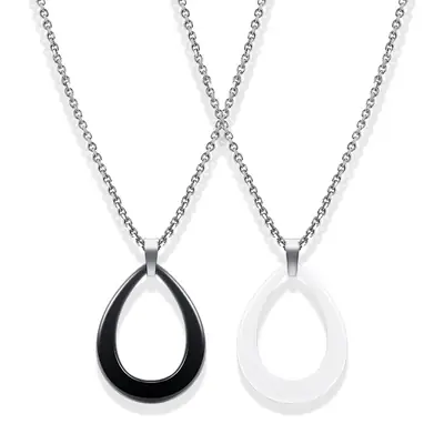 Black & White Water Drop Ceramic Necklace for Women