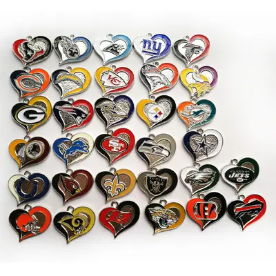 NFL Team Logo Heart Charms Jewelry Set