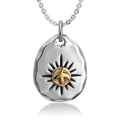 Silver Sunburst Cross Pendant Necklace for Women