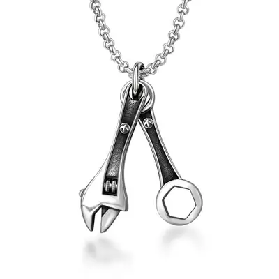 Wrench Pendant Necklace for Men Women Stainless Steel Hip Hop Style
