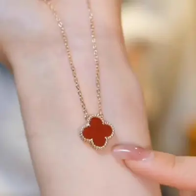 Red Four-Leaf Clover Necklace for Women