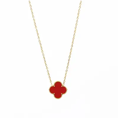 Red Four-Leaf Clover Pendant Necklace for Women