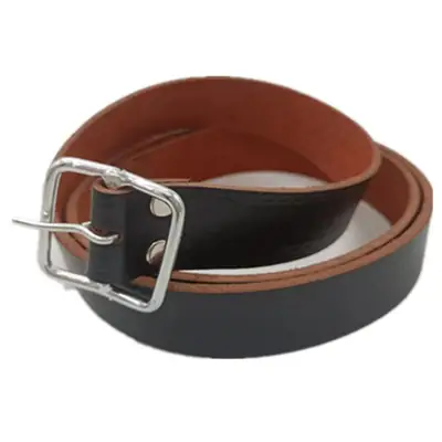 Black Pigskin Work Belt with Silver Pin Buckle