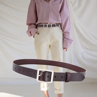 Women Genuine Leather Wide Belt Korean Style