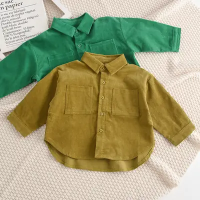 Children's Corduroy Shirt Autumn Loose Pocket Unisex