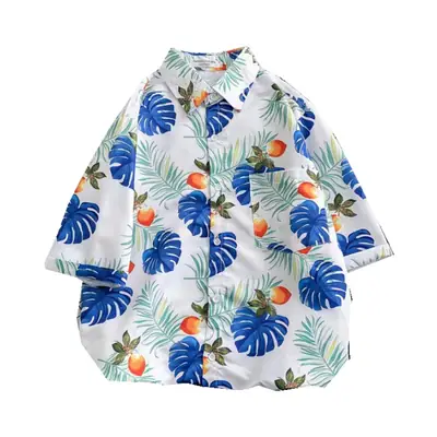 Kids Summer Floral Short Sleeve Shirt Boys Girls School Wear thumbnail 3