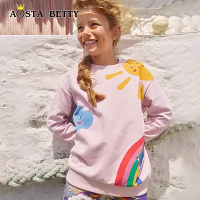 Girls Cotton Rainbow Printed Sweater Autumn