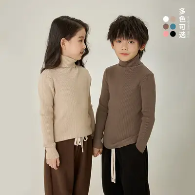 Kids Turtleneck Knitwear Boys Girls Winter Warm Tops