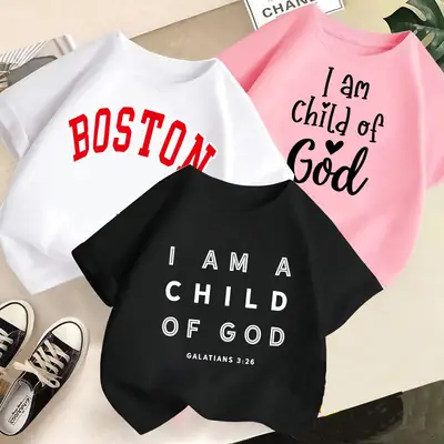Kids Cotton Cartoon T-Shirt Summer White Short Sleeve
