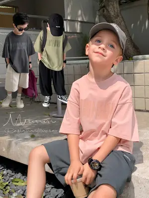 Summer Boys Short Sleeve T-Shirt Pink 120cm