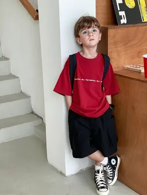 Boys Summer Short Sleeve T-Shirt Red 120cm