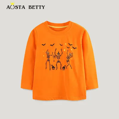 Kids Long Sleeve Halloween T-Shirt Autumn Stylish Cartoon Print