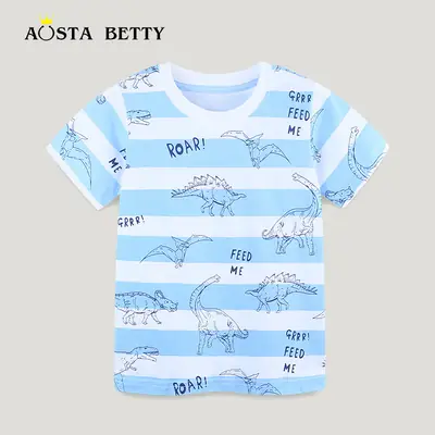 Kids Dinosaur Print T-Shirt Summer Short Sleeve