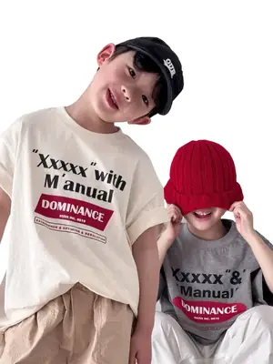 Children's Graphic T-Shirt Cream Short Sleeve Spring Casual