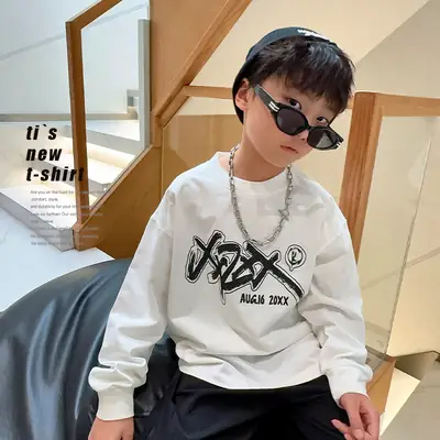 Boys Long Sleeve T-Shirt White Cotton Spring