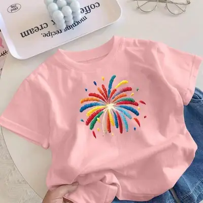 Children's Cotton Fireworks T-Shirt Summer Medium