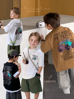 Boys Summer Graphic T-Shirts White Short Sleeve Medium Large