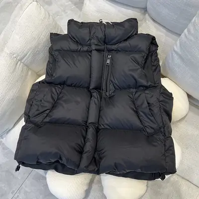 Kids Down Vest Collared Black Loose Fit