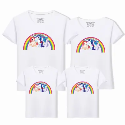 White Unicorn Rainbow Family T-Shirt Set