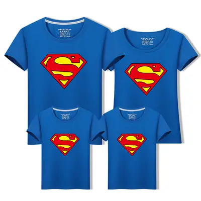 Superman Family T-Shirt Set Blue Short Sleeve Summer