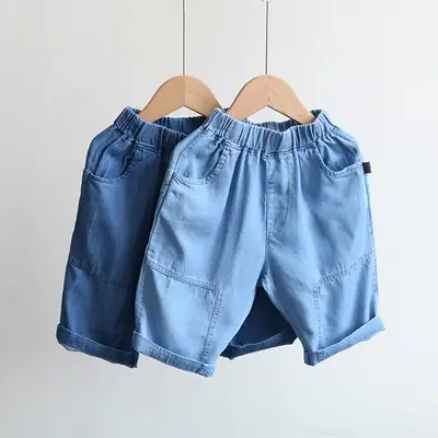 Kids Tencel Shorts Light Blue Summer Casual