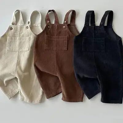 Kids Corduroy Suspender Pants 3 Colors Adjustable