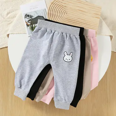 Baby Pants Grey Rabbit Embroidery Cotton Soft
